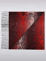 Luxurious Italian Paisley Jacquard Scarf with Fringed Hem by Froccella