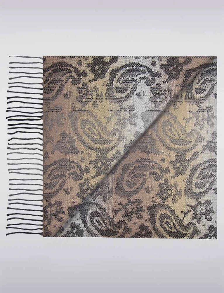 Luxurious Italian Paisley Jacquard Scarf with Fringed Hem by Froccella