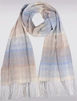 Classic Cotton Blend Multi-Striped Fringed Soft Scarf by Froccella