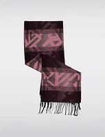 Luxurious Italian Geometric Jacquard Scarf With Fringed Hem by Froccella