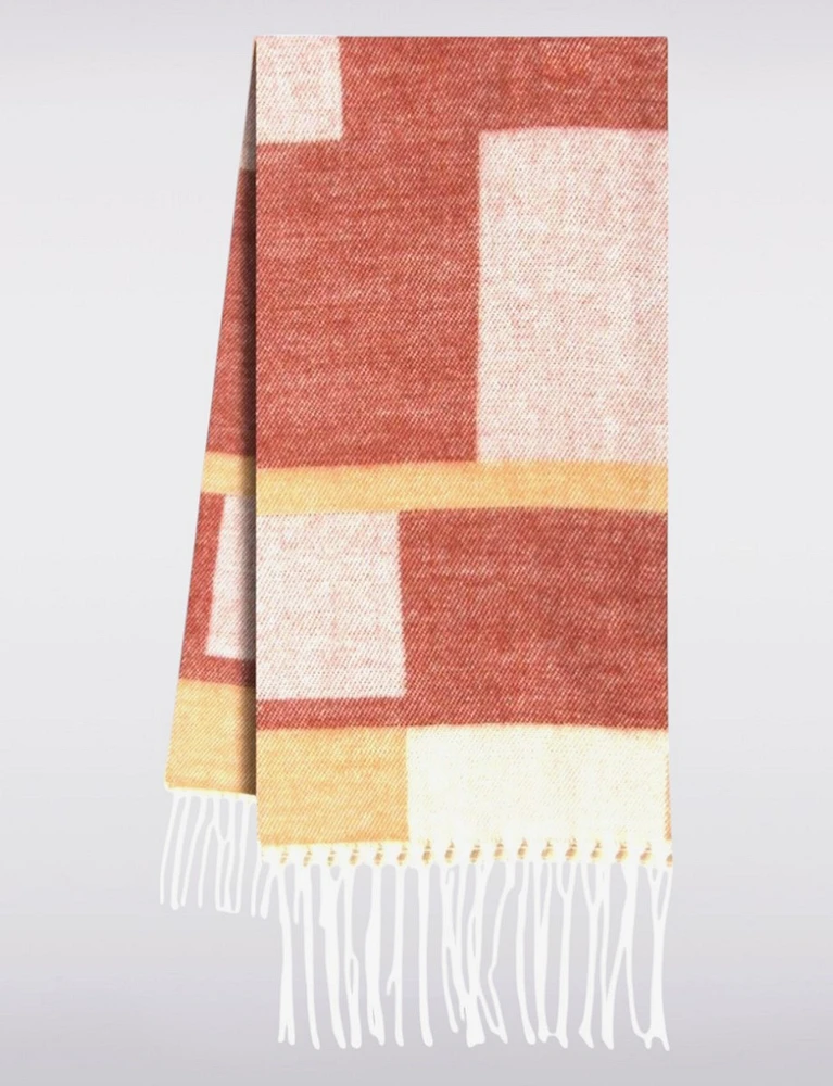 Italian Color Block Plaid Scarf with a Jacquard Design by Froccella