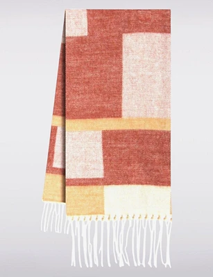 Italian Color Block Plaid Scarf with a Jacquard Design by Froccella