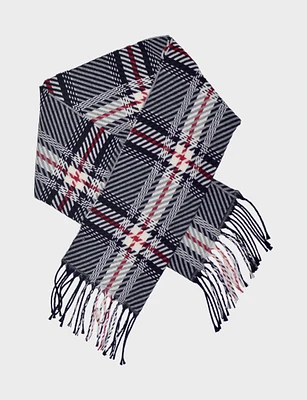 Chic Italian Oblong Scarf with Fringed Edges and Striped Pattern by Froccella