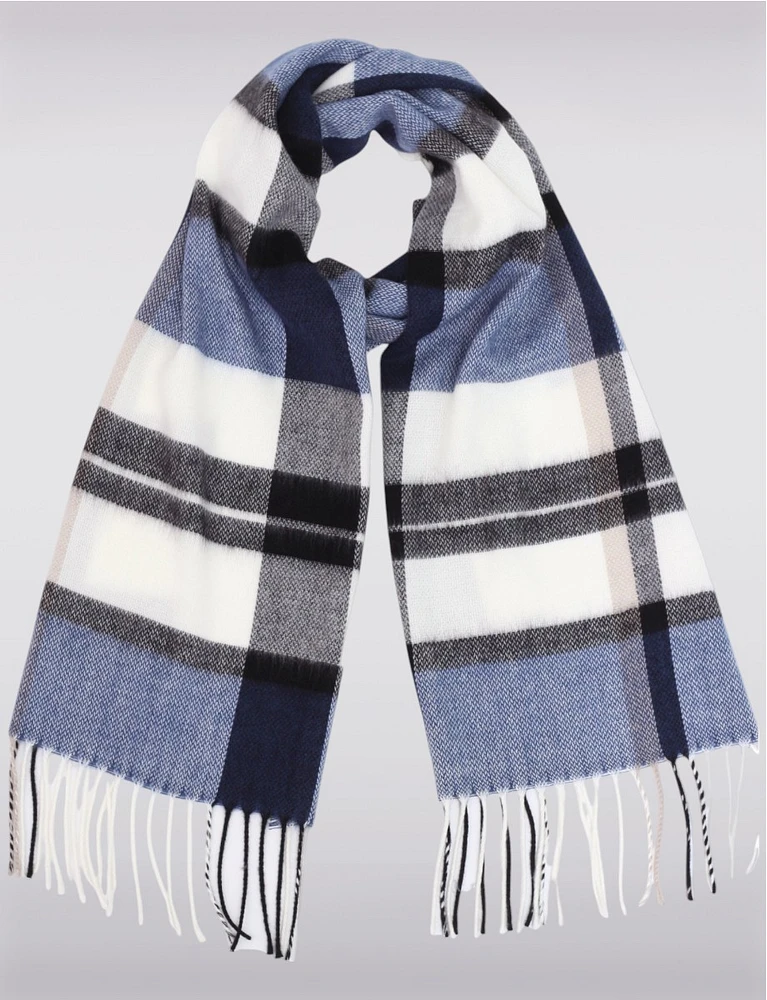 Italian Classique Oblong Plaid Fringed Scarf By Froccella