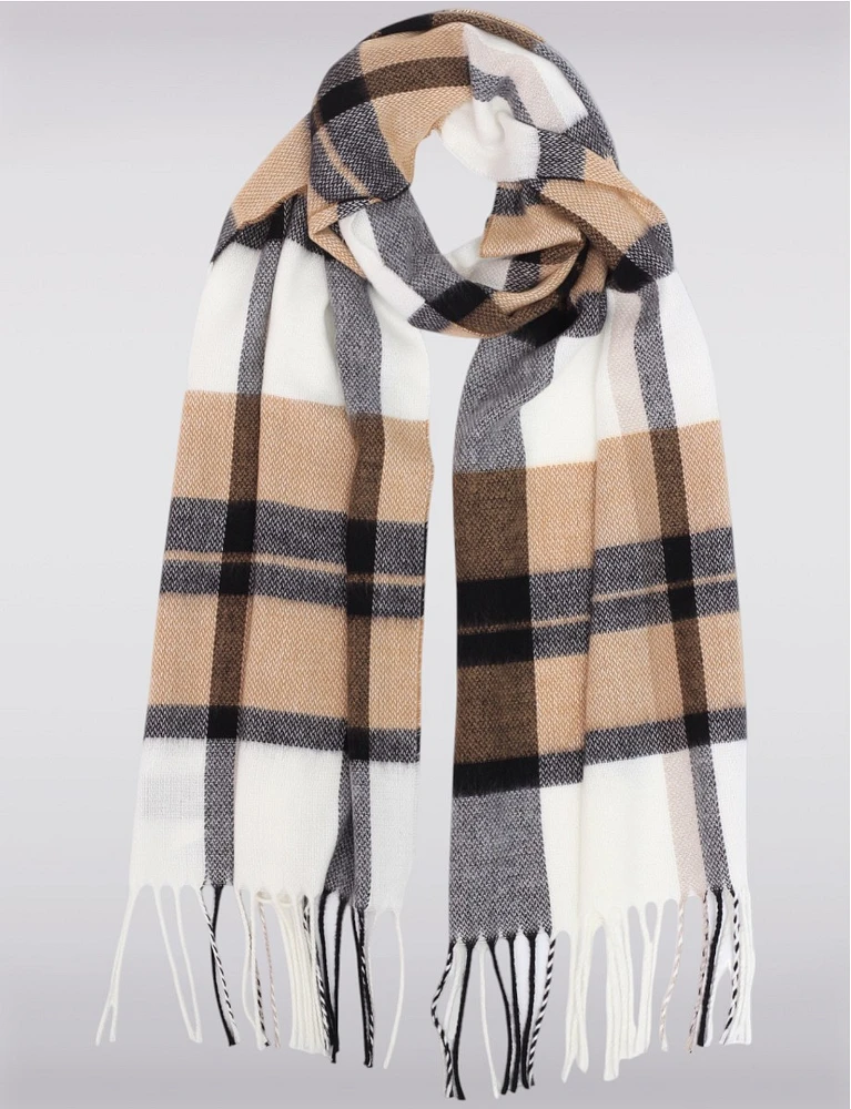 Italian Classique Oblong Plaid Fringed Scarf By Froccella