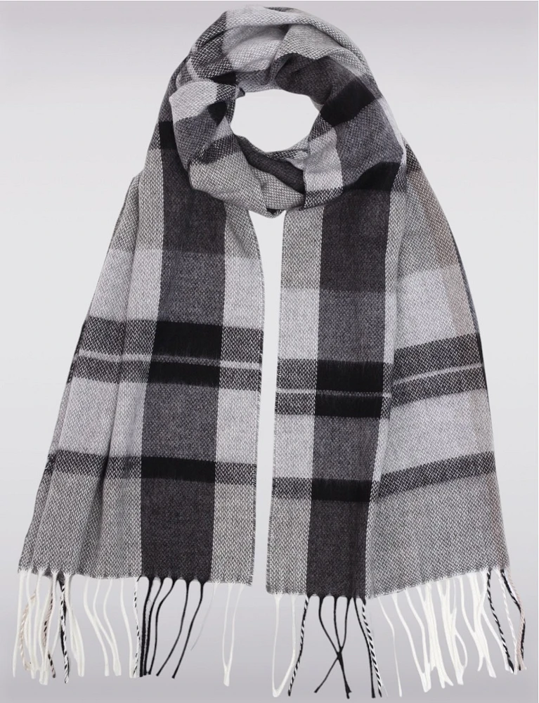 Italian Classique Oblong Plaid Fringed Scarf By Froccella