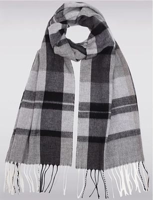 Italian Classique Oblong Plaid Fringed Scarf By Froccella