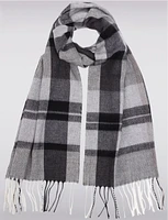 Italian Classique Oblong Plaid Fringed Scarf By Froccella