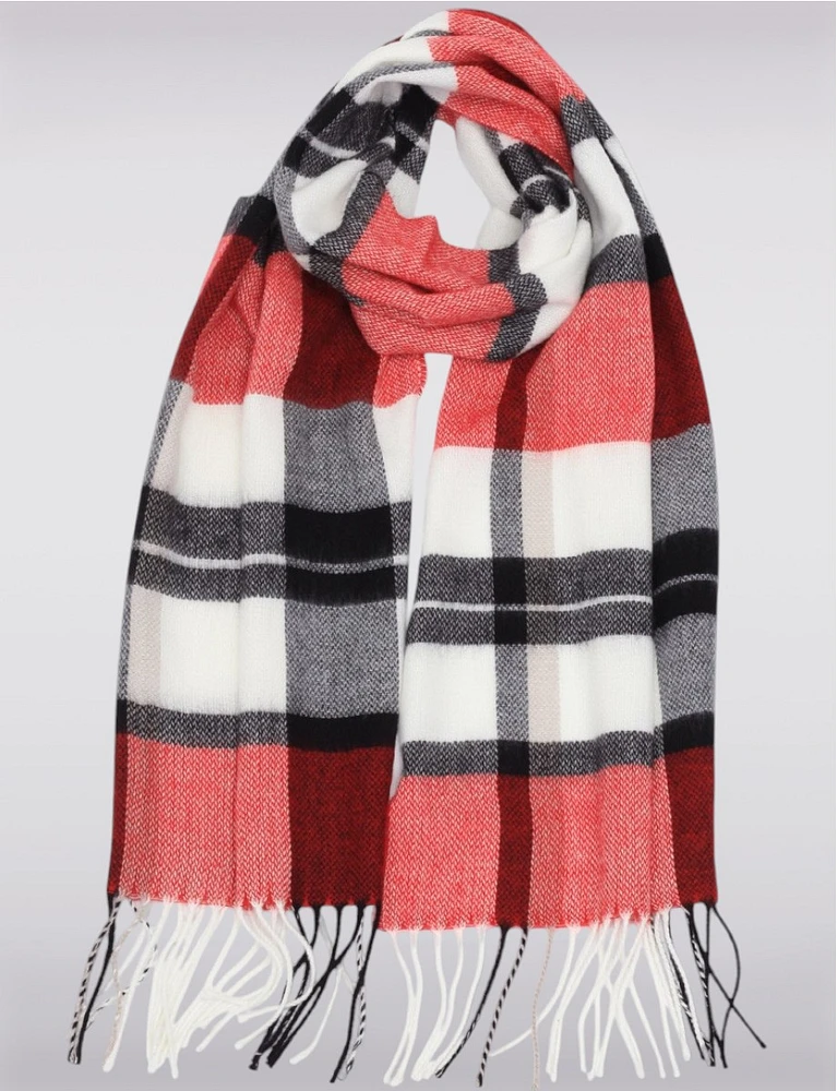 Italian Classique Oblong Plaid Fringed Scarf By Froccella