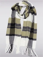 Italian Classique Oblong Plaid Fringed Scarf By Froccella