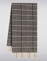 Plaid Design Recycled Cotton Luxuriously Soft Italian Fringed Scarf by Froccella