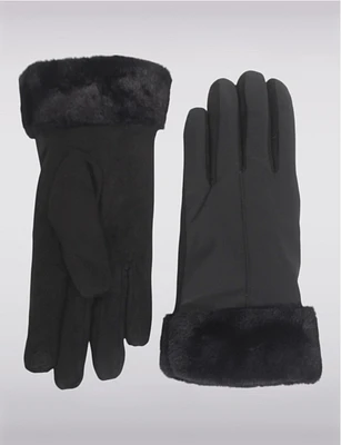 Winter Essential Tech-Savvy Faux Fur Cuff Gloves with Ultra-Soft Plush Lining