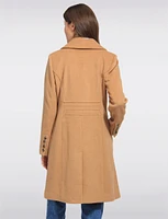 Luxe Single-Breasted Long Wool-Cashmere Blend Peacoat by Anne Klein