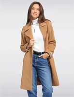 Luxe Single-Breasted Long Wool-Cashmere Blend Peacoat by Anne Klein