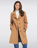 Luxe Single-Breasted Long Wool-Cashmere Blend Peacoat by Anne Klein