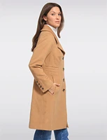 Luxe Single-Breasted Long Wool-Cashmere Blend Peacoat by Anne Klein