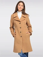 Luxe Single-Breasted Long Wool-Cashmere Blend Peacoat by Anne Klein