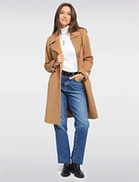 Luxe Single-Breasted Long Wool-Cashmere Blend Peacoat by Anne Klein