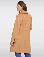 Luxe Single-Breasted Long Wool-Cashmere Blend Peacoat by Anne Klein