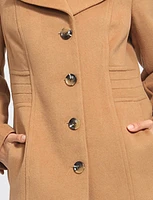 Luxe Single-Breasted Long Wool-Cashmere Blend Peacoat by Anne Klein