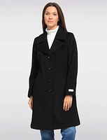 Luxe Single-Breasted Long Wool-Cashmere Blend Peacoat by Anne Klein