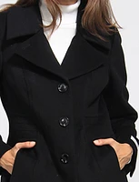 Luxe Single-Breasted Long Wool-Cashmere Blend Peacoat by Anne Klein