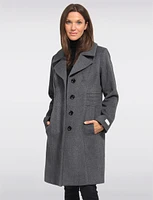 Luxe Single-Breasted Long Wool-Cashmere Blend Peacoat by Anne Klein