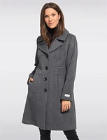 Luxe Single-Breasted Long Wool-Cashmere Blend Peacoat by Anne Klein