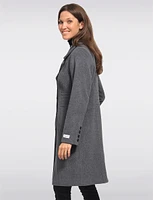 Luxe Single-Breasted Long Wool-Cashmere Blend Peacoat by Anne Klein