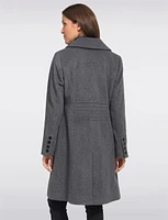 Luxe Single-Breasted Long Wool-Cashmere Blend Peacoat by Anne Klein