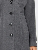 Luxe Single-Breasted Long Wool-Cashmere Blend Peacoat by Anne Klein