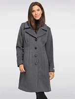 Luxe Single-Breasted Long Wool-Cashmere Blend Peacoat by Anne Klein