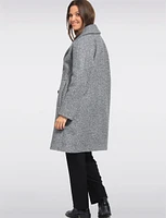 Chic Boucle Double-Breasted Shawl Collar Mid-Length Coat by Anne Klein