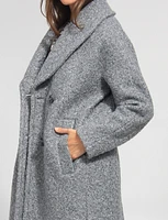 Chic Boucle Double-Breasted Shawl Collar Mid-Length Coat by Anne Klein