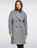 Chic Boucle Double-Breasted Shawl Collar Mid-Length Coat by Anne Klein