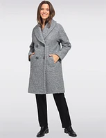 Chic Boucle Double-Breasted Shawl Collar Mid-Length Coat by Anne Klein