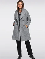 Chic Boucle Double-Breasted Shawl Collar Mid-Length Coat by Anne Klein