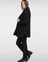 Elegant Notch Collar Bouclé Single-Breasted Vegan Peacoat by Anne Klein