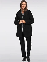 Elegant Notch Collar Bouclé Single-Breasted Vegan Peacoat by Anne Klein