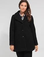 Elegant Notch Collar Bouclé Single-Breasted Vegan Peacoat by Anne Klein