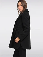 Elegant Notch Collar Bouclé Single-Breasted Vegan Peacoat by Anne Klein