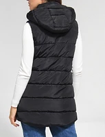 Versatile Detachable Hood Zip Front Long Puffer Vest by Sebby