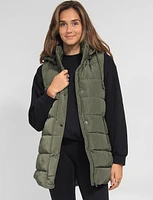 Versatile Detachable Hood Zip Front Long Puffer Vest by Sebby