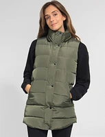 Versatile Detachable Hood Zip Front Long Puffer Vest by Sebby