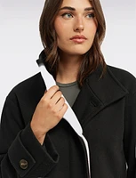 Vegan A-Line High Collar Peacoat with Back Buttoned Waist Tab by Ellen Tracy