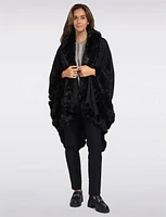 Luxurious Faux Fur Trim and Silver Stitching Knit Cape by Beta's Choice