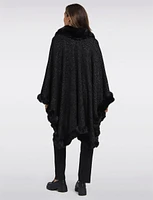 Luxurious Faux Fur Trim and Silver Stitching Knit Cape by Beta's Choice