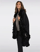 Luxurious Faux Fur Trim and Silver Stitching Knit Cape by Beta's Choice