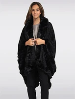 Luxurious Faux Fur Trim and Silver Stitching Knit Cape by Beta's Choice