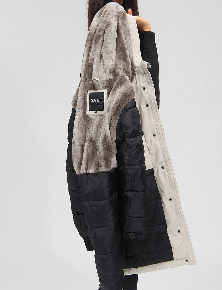 Polyloft Wind & Water-Resistant Hooded Vegan Parka Jacket by Saki